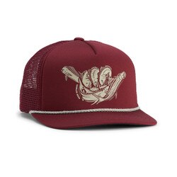 Howler Brothers Structured Snapback Hat Fish Shaka in Burgundy
